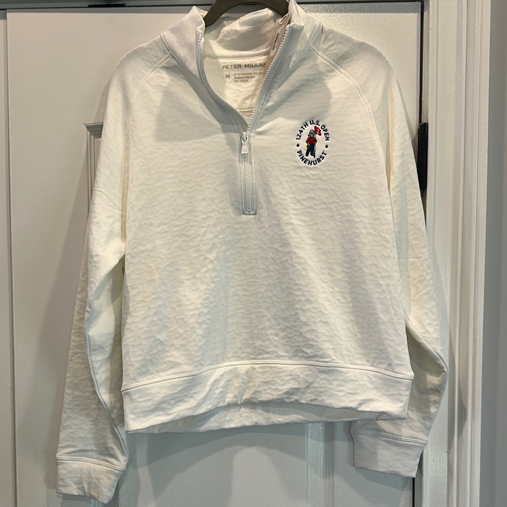 NWT Peter Millar White Quarter-Zip Pullover